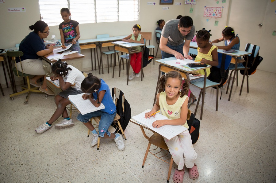 A classroom at the Hogar orphanage for girls in the Dominican Republic who are supported by CARITAS sponsors.