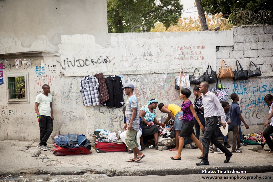 people walking in Port au Prince, Haiti