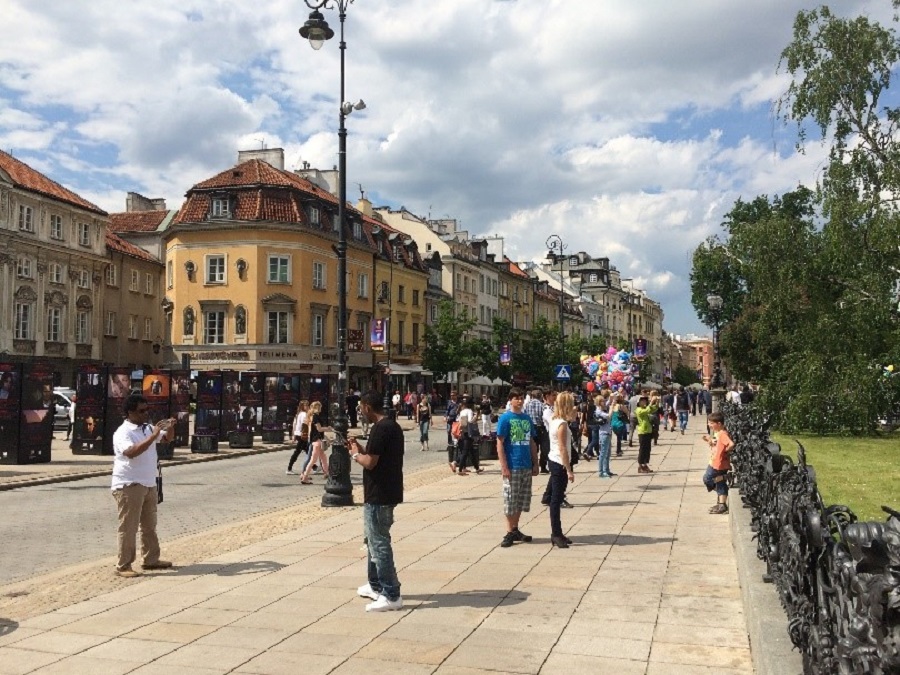 street scene in Warsaw, Poland