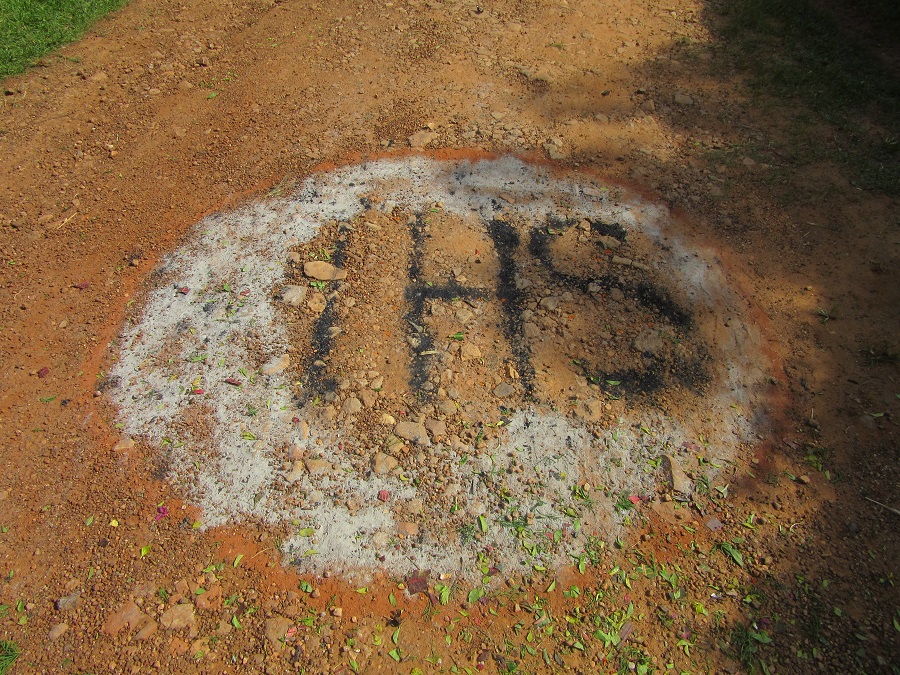 A sand decoration along the procession route.